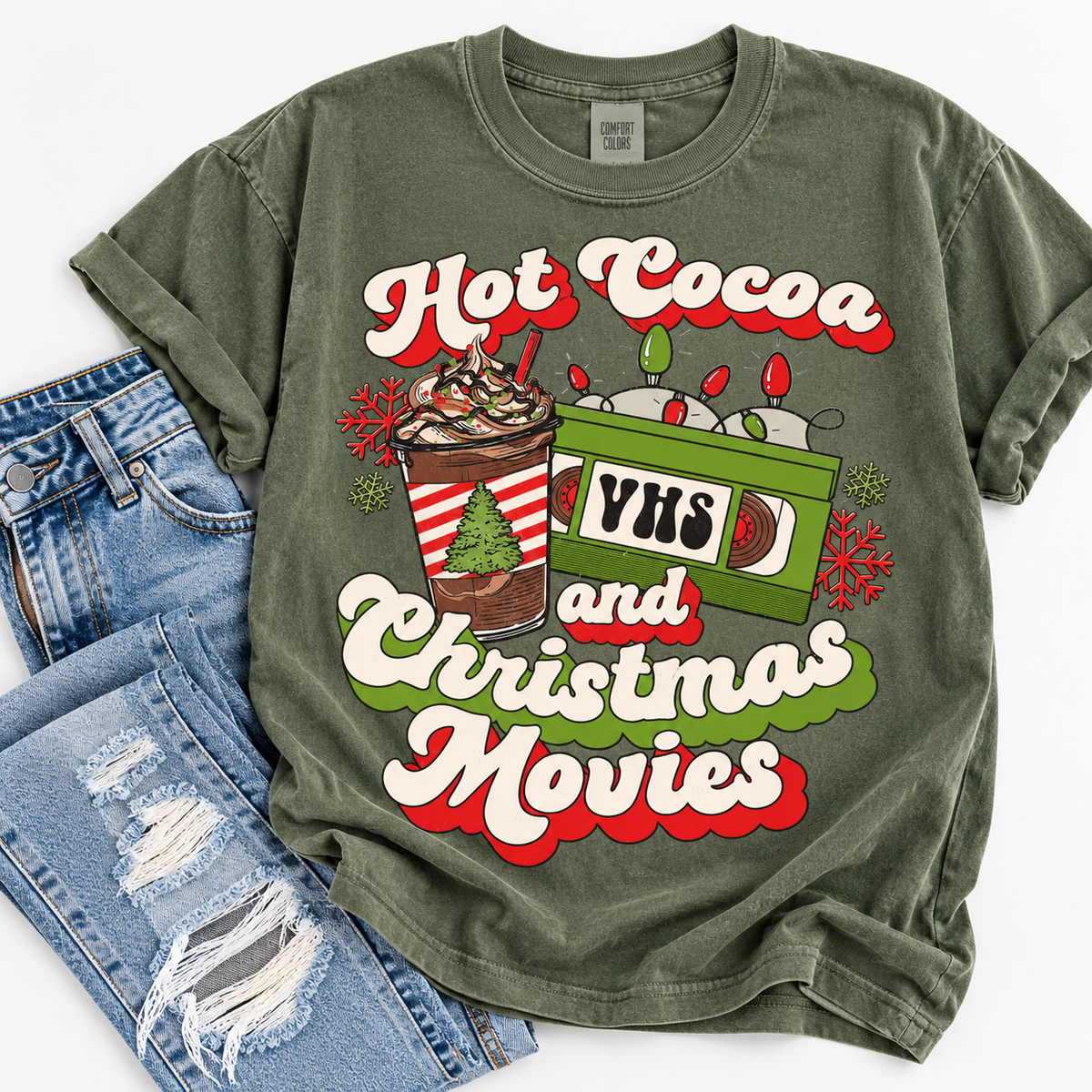 Hot Cocoa and Christmas Movies Tee
