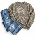 PRAY Embroidered Camo Crewneck